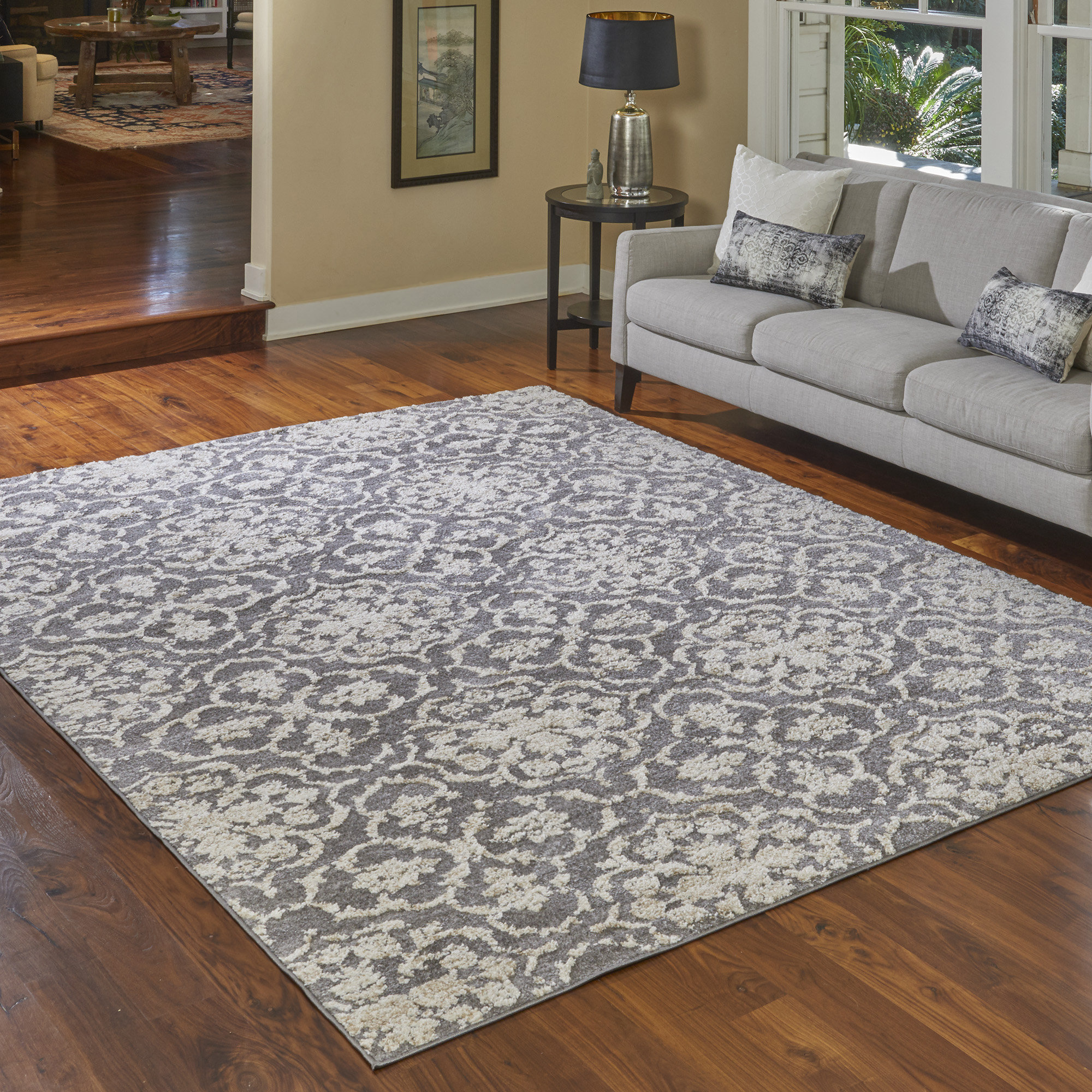 Epic Rug Charlton Home Barcelona Angela Transitional Scrolled Medallion Grey ...