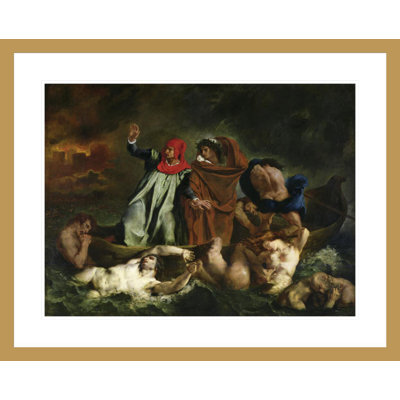 Dante (1265-1321) and Virgil (70-19 BC) in the Underworld by Eugène Delacroix -Framed Giclee Print