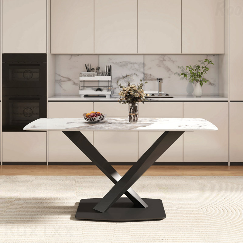 Table de salle à manger rectangulaire 63 po 63 po, Blanc