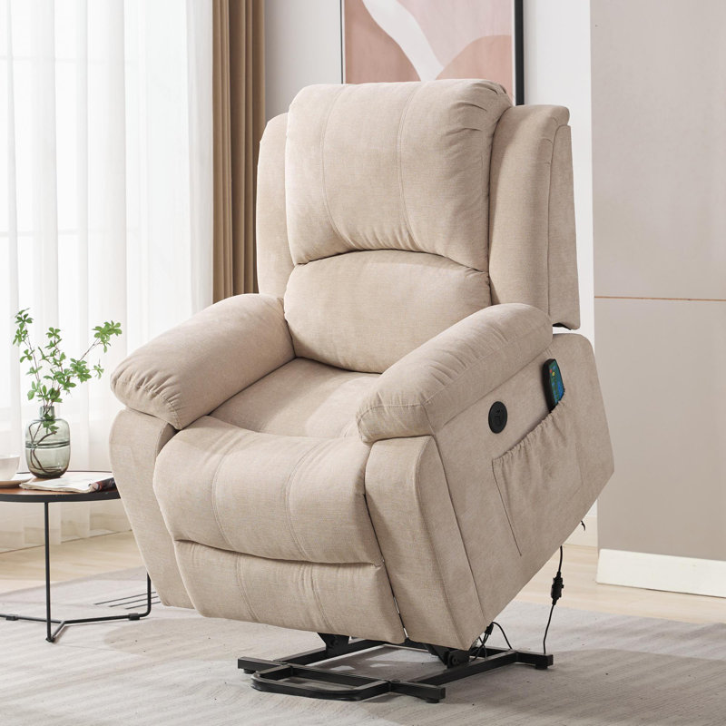 Careem 90cm Wide Lift Assist Standard Recliner with Massager, Beige