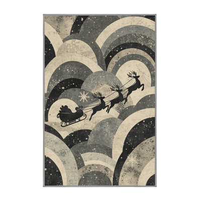 Soft Plush Everitt Christmas Modern & Contemporary Abstract Area Rug in Beige – Gray Binding