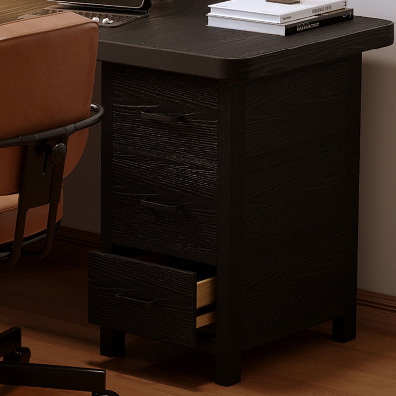 Bureau double caisson en bois massif en L noir avec 4 tiroirs, H 29,53 po x l 78,74 po x P 55,12 po, Retour à droite