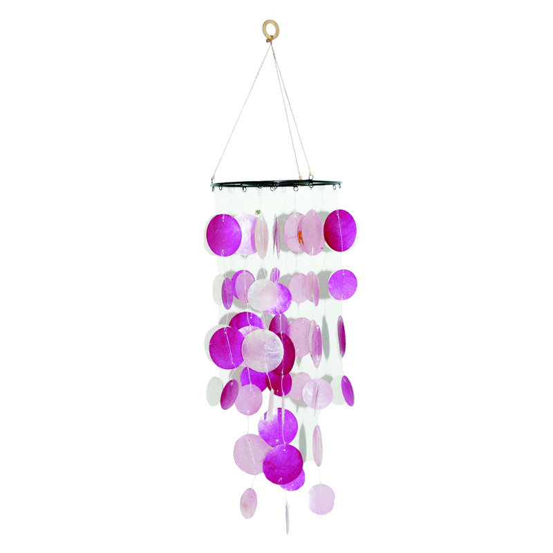  Natural Material 23.5 in. Multicolor Spring Round Capiz Jewel Chime