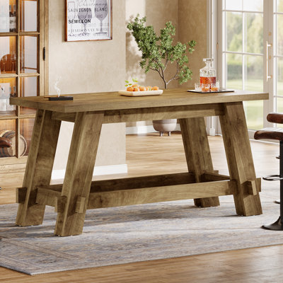 63" Counter Height Bar Table, Rectangular High Top Pub Table by 17 Stories