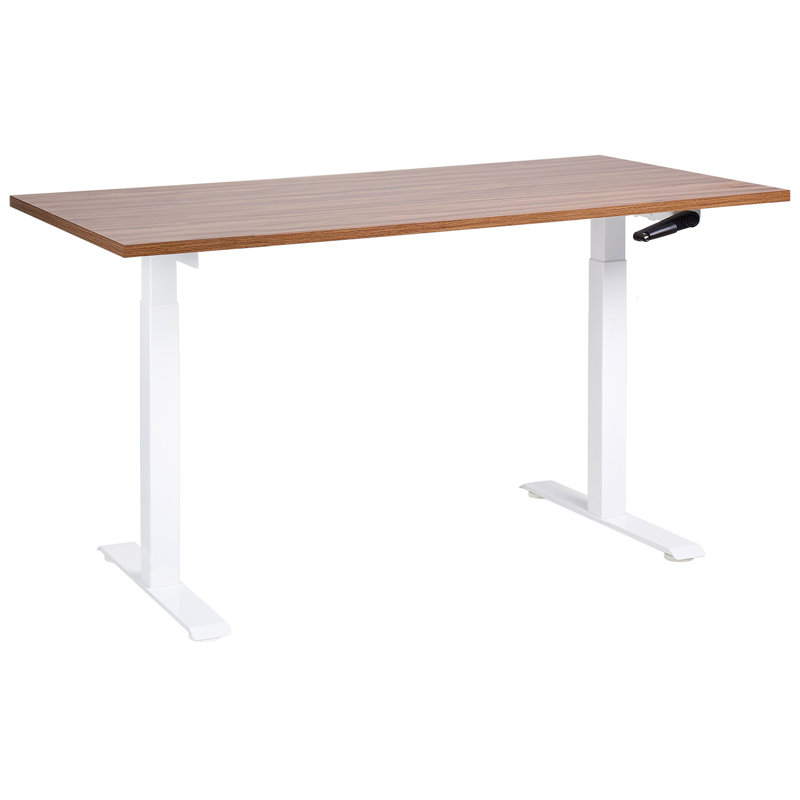 Nateasha Adjustable Metal Base Standing Desk, White, Brown, 119cm H x 160cm W x 72cm D