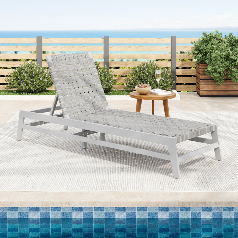 Durable Acacia Wood Outdoor Rope Chaise Lounge With Adjustable Positions For Ultimate Relaxation And Style, Gray