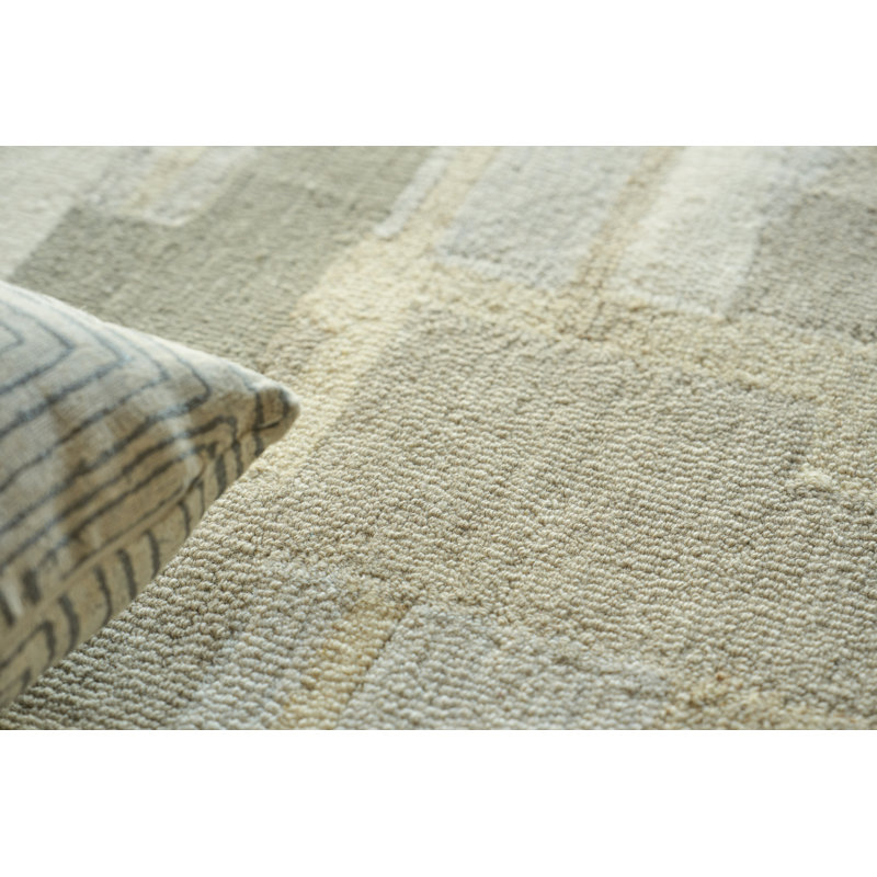 Sarezzo Hand Tufted New Zealand Wool Silver/Ivory Area Rug, 9'X12'
