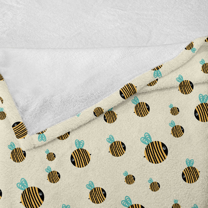 Ambesonne Bee Fleece Throw Blanket Flying Bumblebees, 50" W x 70" L