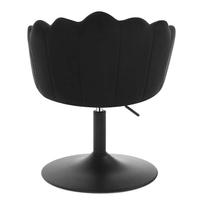 Metal Accent Stool, Black, Velvet
