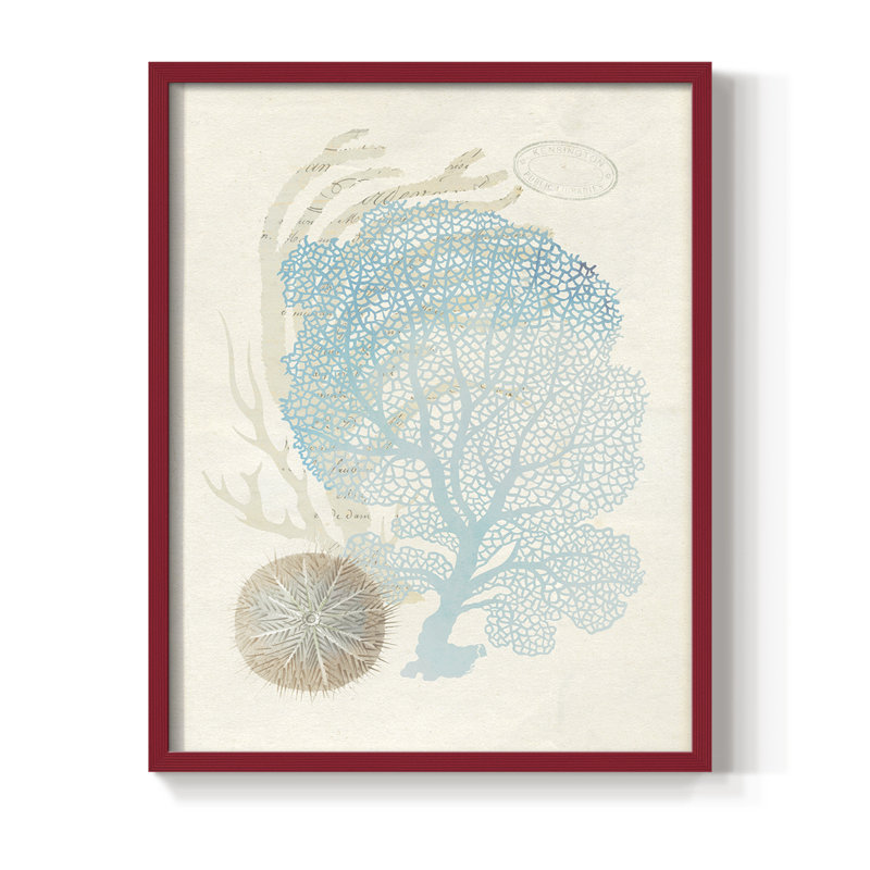 «Quiet Coral II», reproduction encadrée - bois massif, H 15 po x l 12 po, Rouge