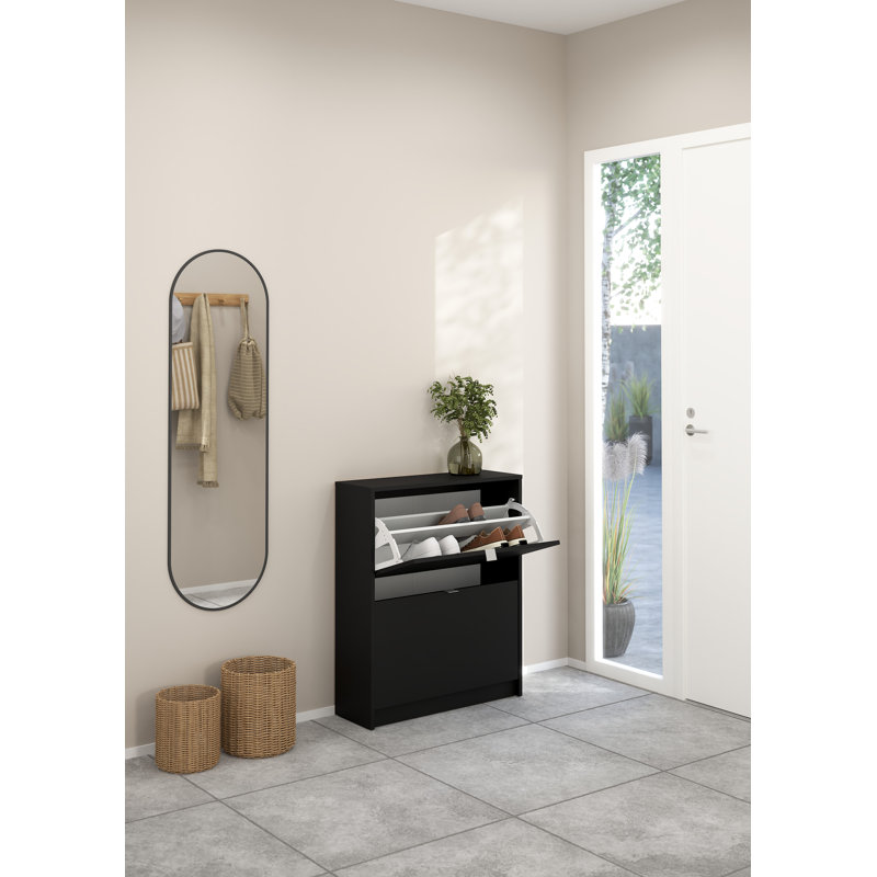 Domini 12 Pair Shoe Storage Cabinet, Matte Black