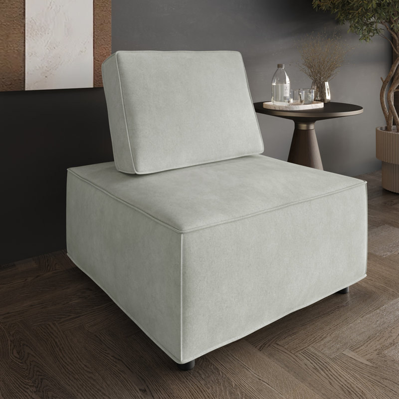 Fauteuil d'appoint carré en velours Fandy, Gris