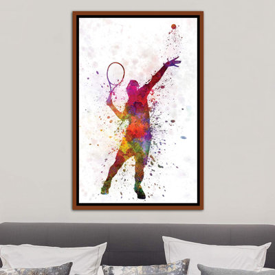 «Tennis Player at Service Serving Silhouette I» par Paul Rommer - impression d'art graphique