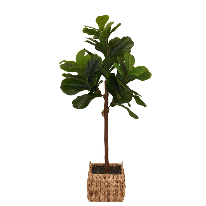 48'' Faux Fiddle Leaf Fig Tree in Wicker/Rattan Basket