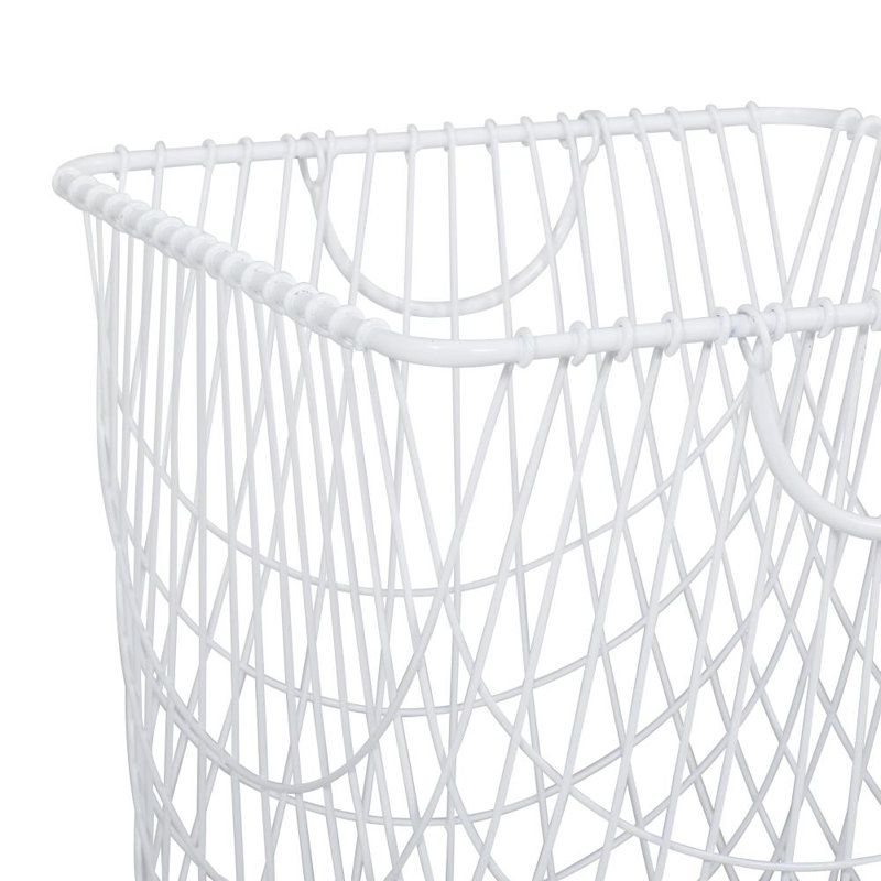 Chariot de rangement en métal avec roulettes et poignées, Blanc, Moyen (H 24 po x l 16,85 po x P 16,55 po)