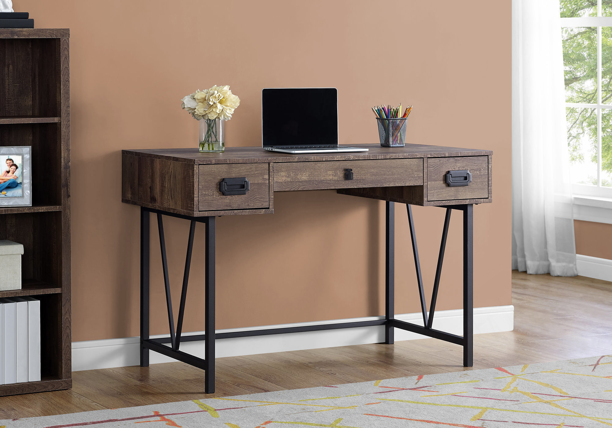 17 Stories Compact Computer Desk With Storage Drawers | Wayfair