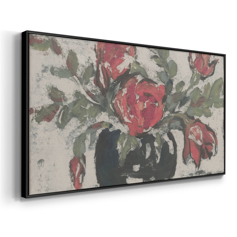 Botanical Series-CECXCIV- Toile tendue avec châssis tendue, prête à être accrochée, Noir, H 17 po x l 33 po