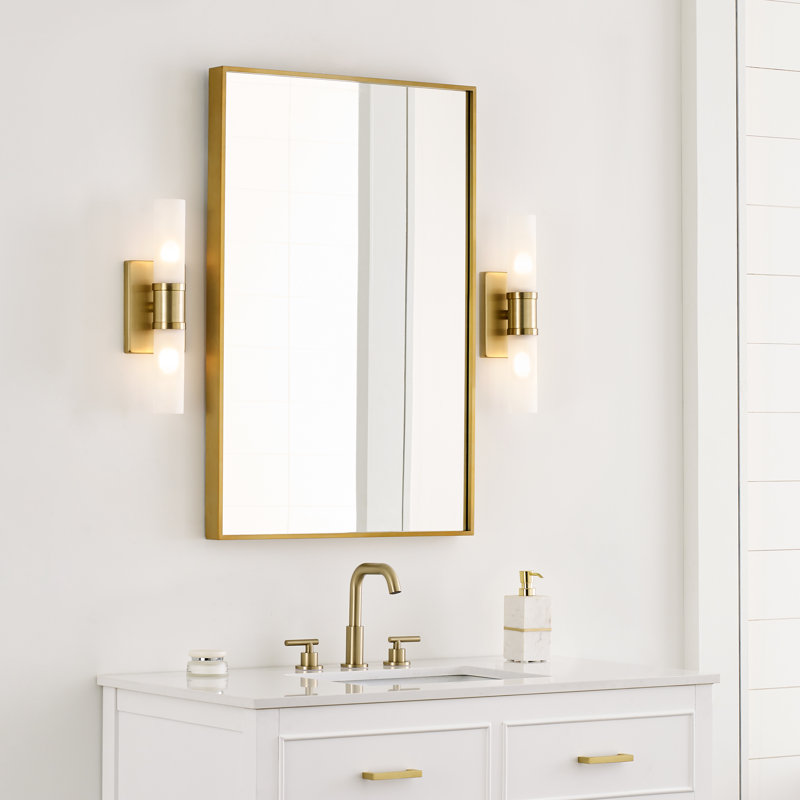 Evelien 2 - Light Dimmable Vanity Light, Satin Brass, 40 W, 16" H x 5" W x 3.63" D