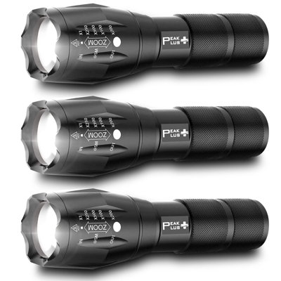 LED Tactical Flashlights High Lumens, Zoomable, 5 Modes Bright LED Flashlights For Emergencies, Camping, Outdoor LED Flash Lights Battery Powered, Han