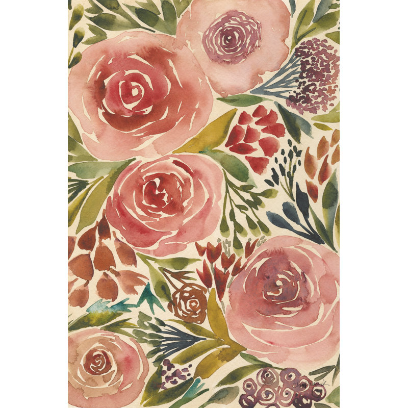 «Antique Garden II» par Cheryl Warrick - Peinture, Toile tendue, No, H 12 po x l 8 po