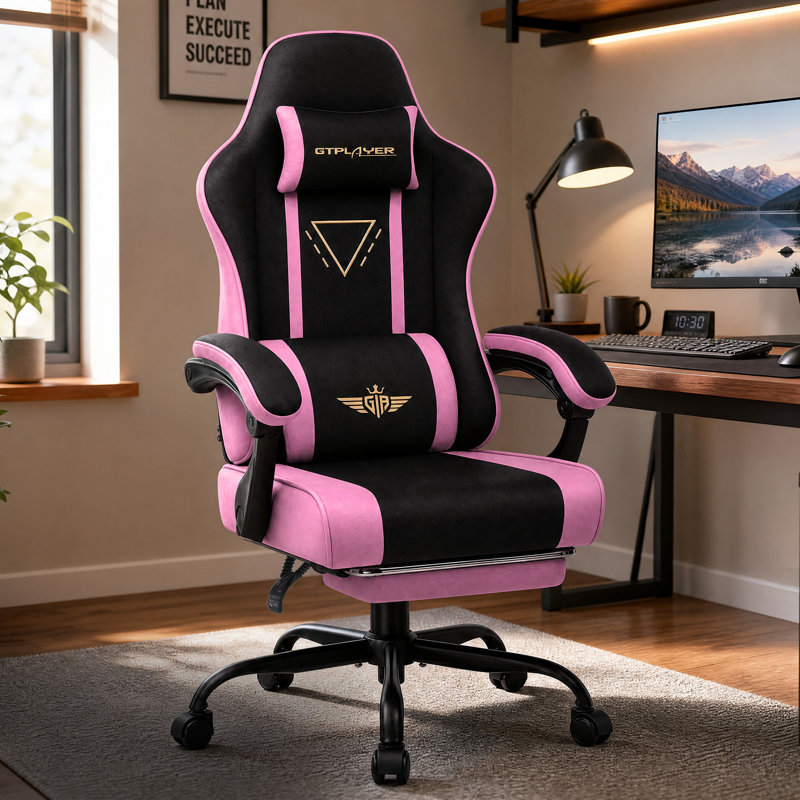 LUCKRACER PC & Racing Game Chair, Pink