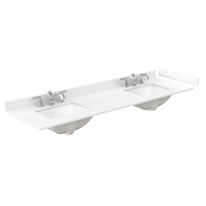 Pendry 72" Freestanding Double Bathroom Vanity with Cultured Marble Top, Brushed Gold