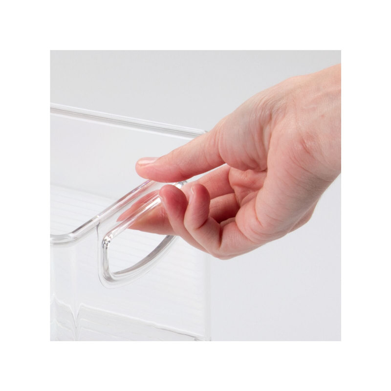 mDesign Plastic Home Office Storage Organizer Bin With Handles - 8 Pack - Clear