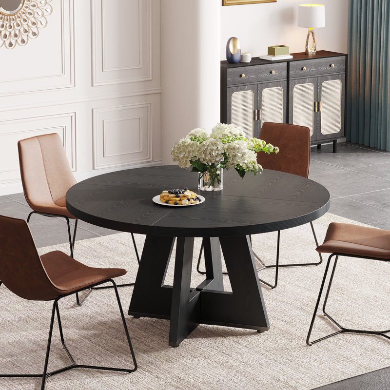 Liena 47'' Round Dining Table, Black
