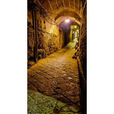 56" Narrow Shady Street In Naples Italy Alley Historic Town Cardboard Standup