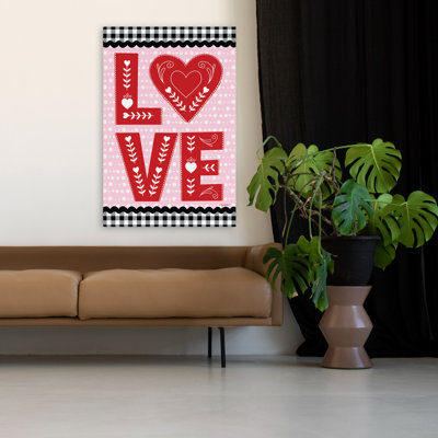 Amour - Amour contemporain dans un motif scandinave de cœur rouge et rose