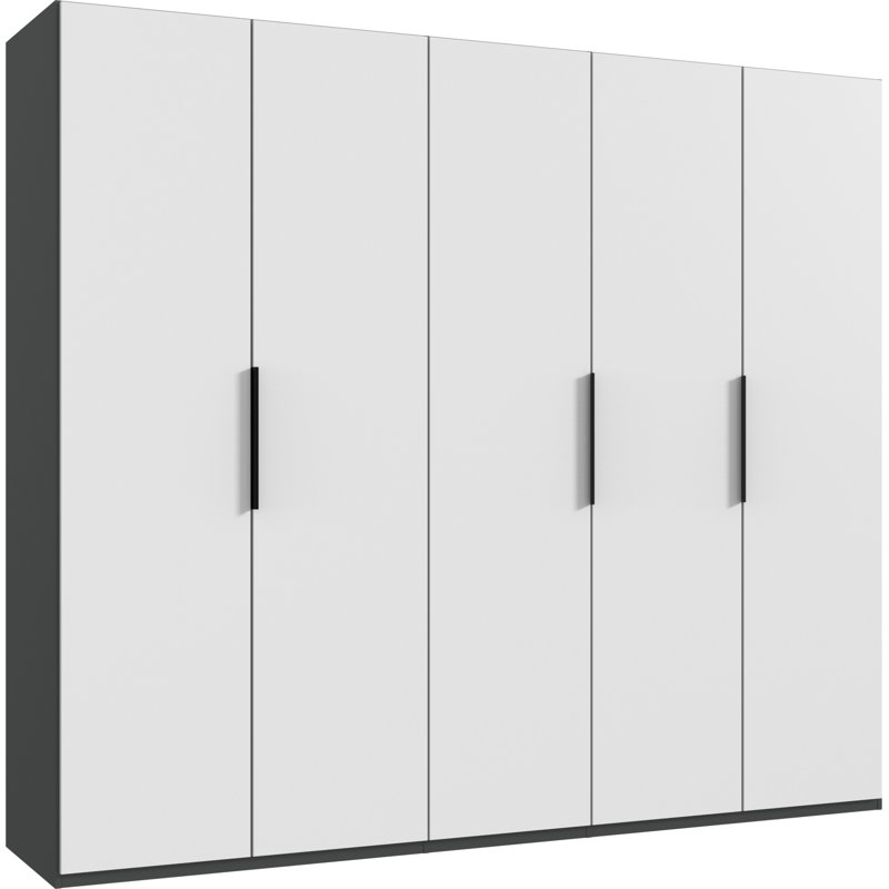 Guardino 5 Door Wardrobe, Graphite/White, 236cm H x 250cm W x 58cm D