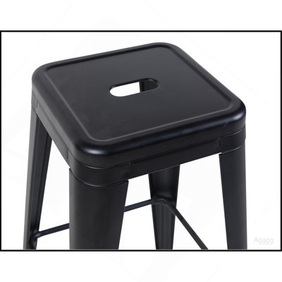 Tabouret à hauteur de comptoir 30 po, ensemble de 4 tabourets de bar en métal sans dossier, empilable, amovible et facile à assembler, pour économiser de l'espace pour un îlot de cuisine / bar / café / salle à manger (noir mat)