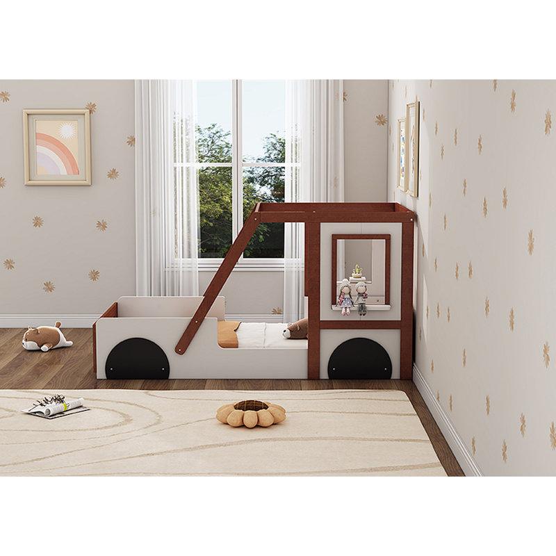 Lit de voiture amusant, lit plateforme en forme de voiture pour enfants, garçons, filles, adolescents