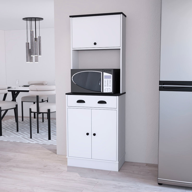 Modern Wood Kitchen Pantry In White And Black: Functional Attractive Storage Unit Stylish Elegant Practical