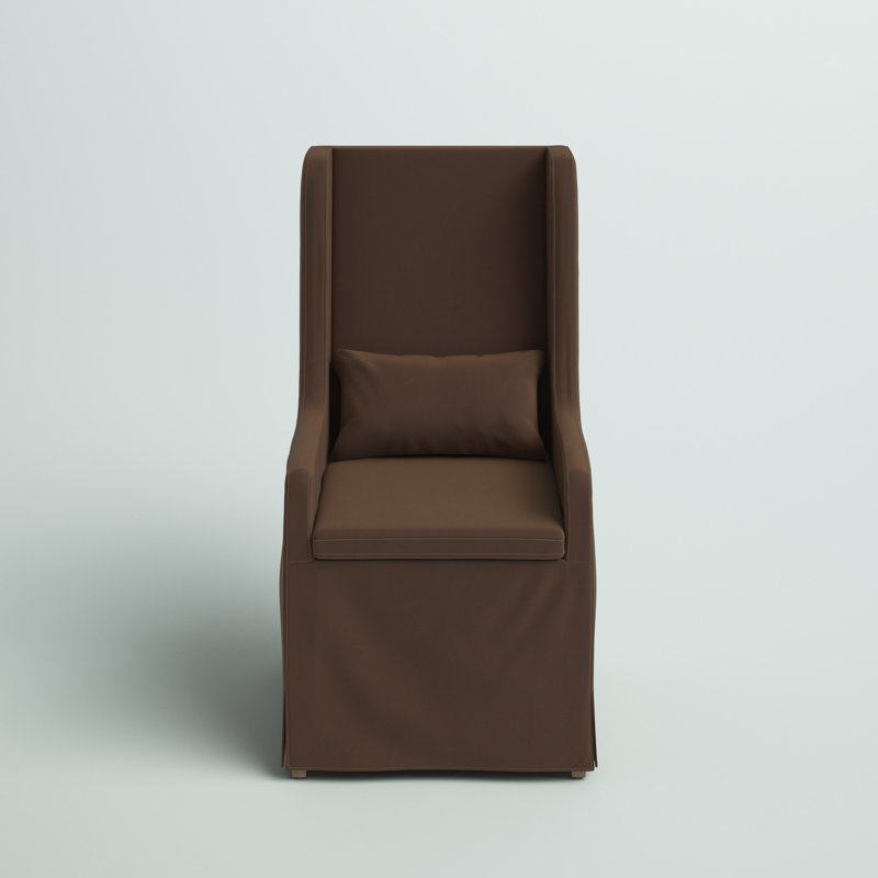 Fauteuil à oreilles de 25,25 po de largeur avec housse en lin Sela, Lin brun