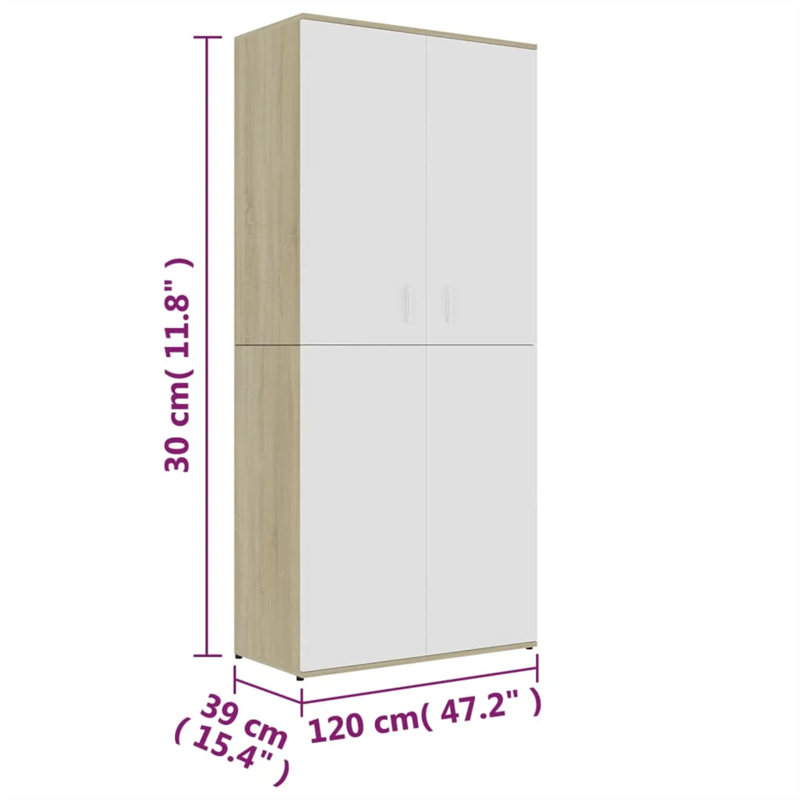 Rovner 24 Pair Shoe Storage Cabinet, White/Natural Wood