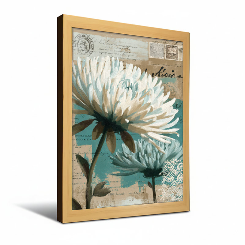 Plantes et fleurs, motif de carte postale rétro, Toile tendue, Ne s’applique pas, H 24 po x l 16 po