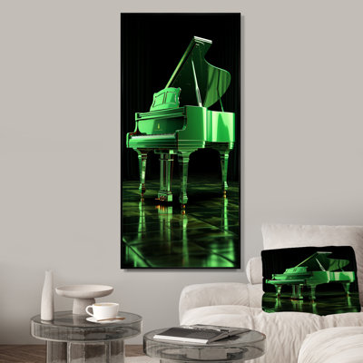 Green Grand Piano Elegance - Piano, art mural