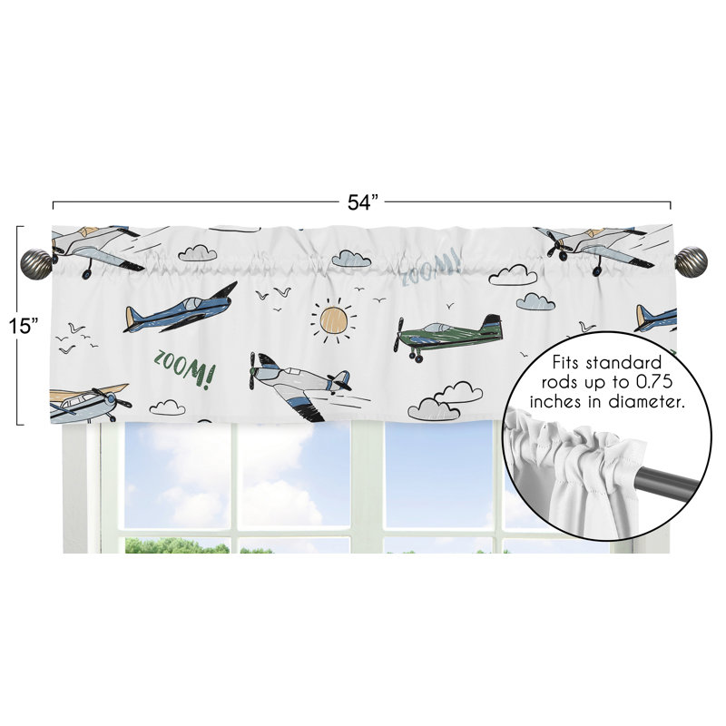 Airplane Green and Blue 54" Window Valance