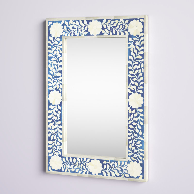 Nausica Bone Inlay Accent Mirror, Blue