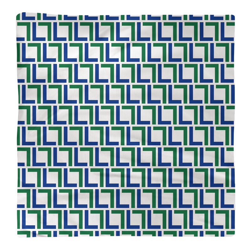 Geometric Square Napkin, White/Blue/Green, 22" x 22", Polyester