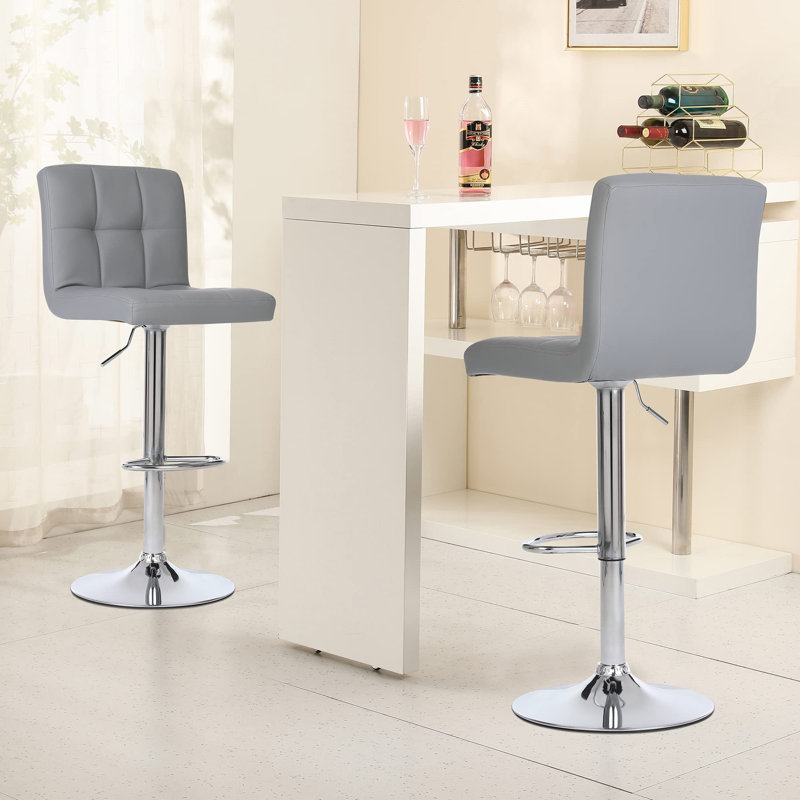 Adjustable Height Counter Stool with Metal Frame, Grey