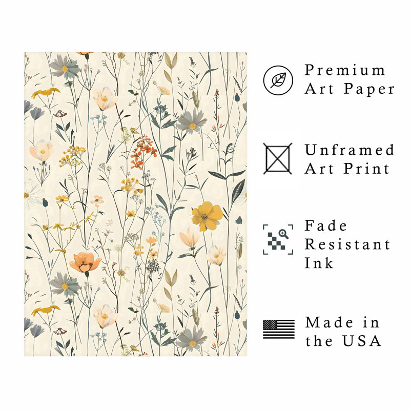 «Botanical Wildflowers Dream», impression d'art sans cadre, H 30 po x l 20 po