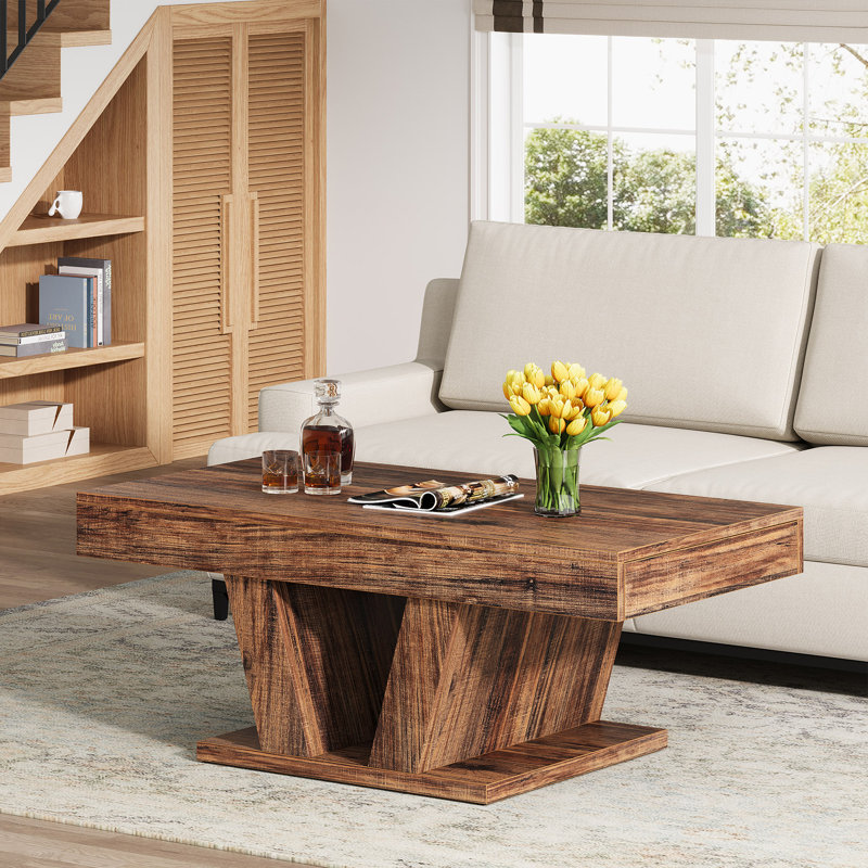 Table basse 43 po avec 2 tiroirs Lakeyia, Brun