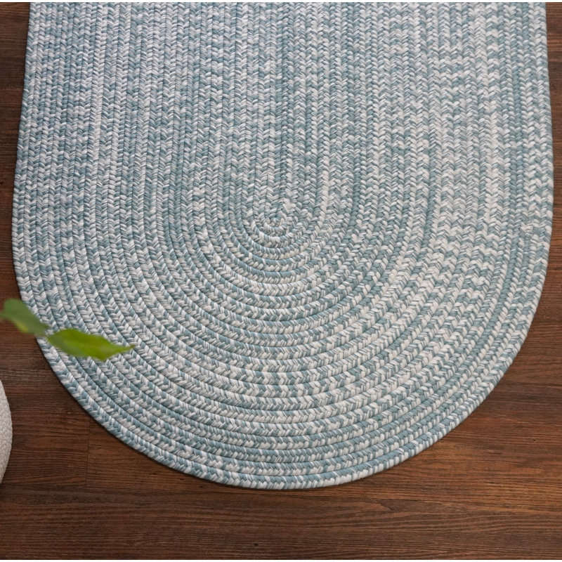 Tapis intérieur / extérieur en tweed bleu / blanc Amysue, Tapis de couloir 2 pi x 5 pi