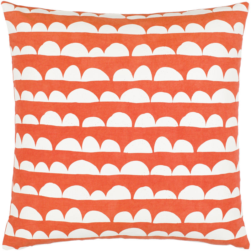 Lachen Abstract Down Throw Pillow, 18" x 18", Burnt Orange/Cream
