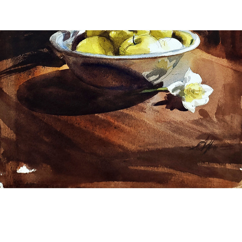 Le pot de fruits, peinture | Aquarelle sur papier | Décoration murale