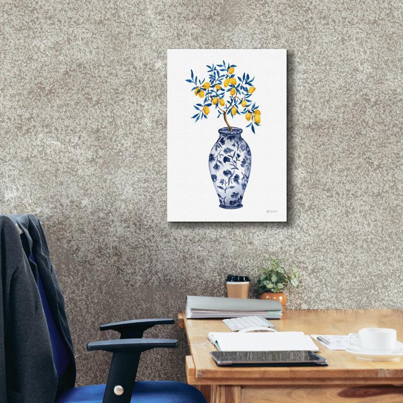 "Epic Graffiti" Lemon Tree In Chinoiserie 2 "par Yvette St. Amant, art mural sur toile, H 26 po x l 18 po x P 0,75 po