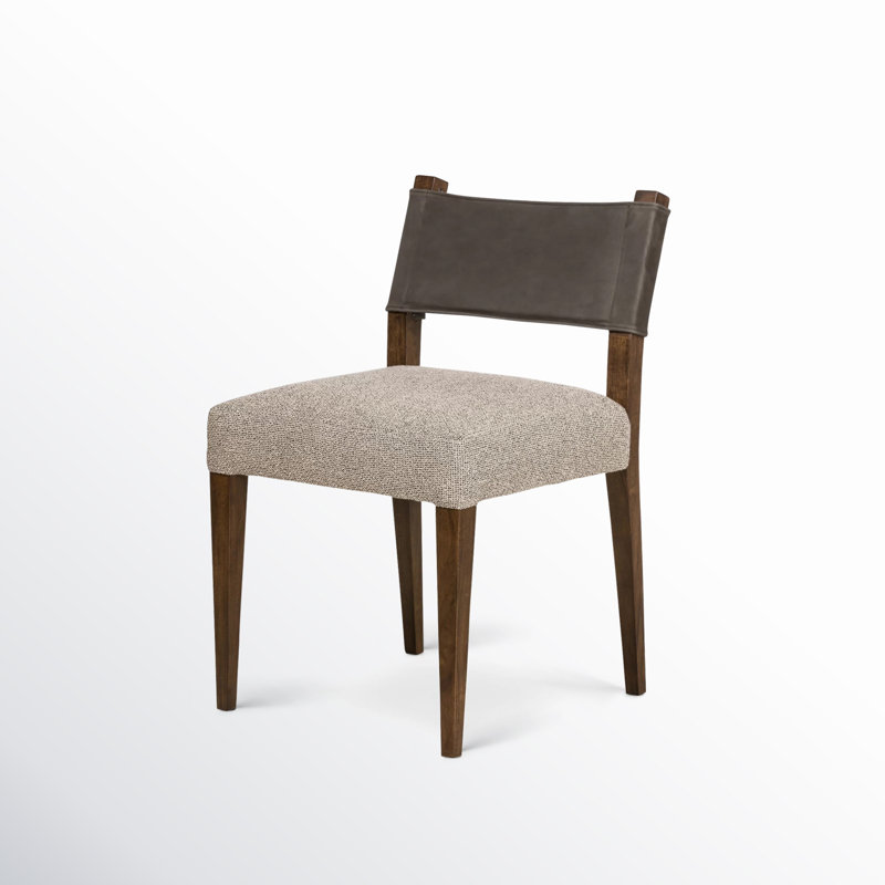 Side Chair in Charcoal, Polyester/Leather Nubuck Charcoal, Brown