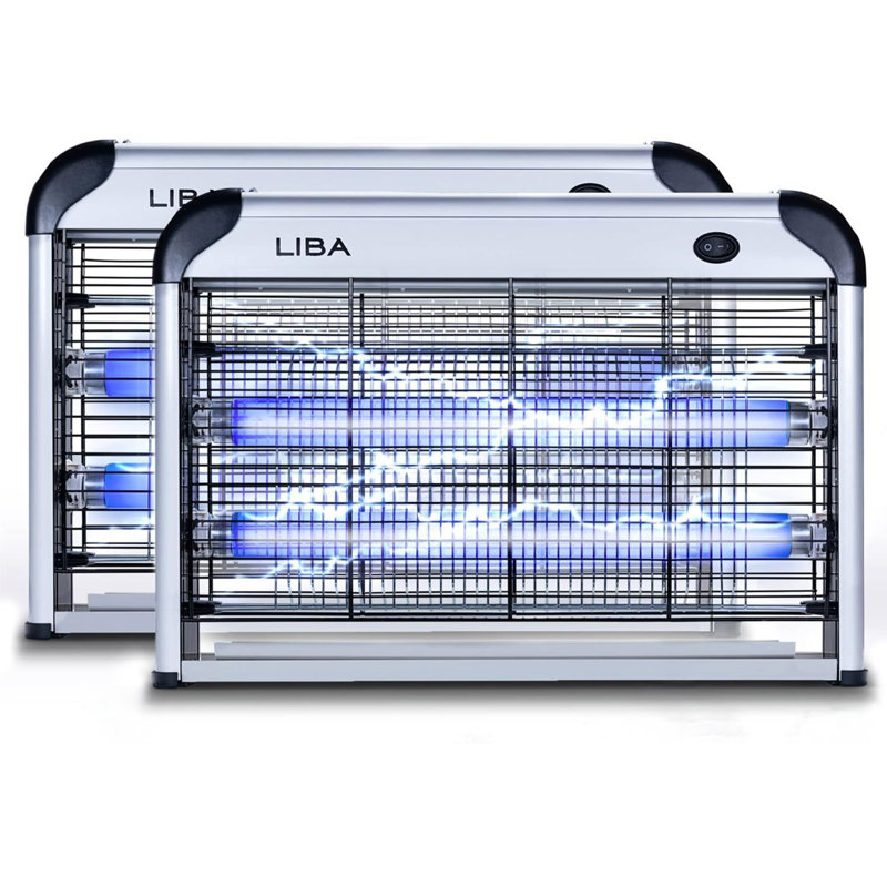 Ensemble de 2 insectifuges pour insectes d'intérieur Zaer de Liba, tueur de moustiques et de mouches 2800 V avec plateau facile à nettoyer et 4 ampoules de rechange